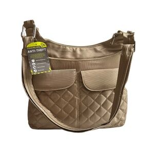 Travelon Anti- Theft RFID Blocking Crossbody Unisex Bag in Tan
